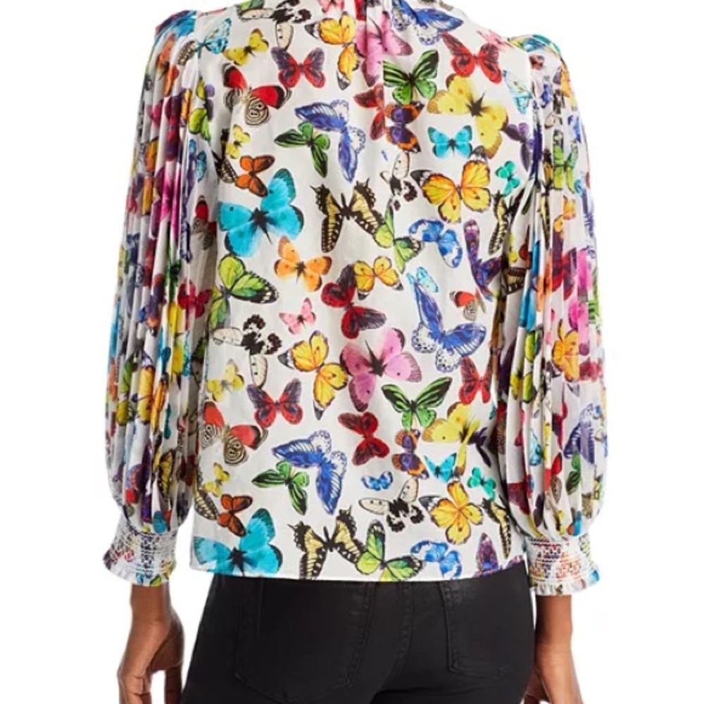 Alice + Olivia Multicolor Butterfly Print Blouse